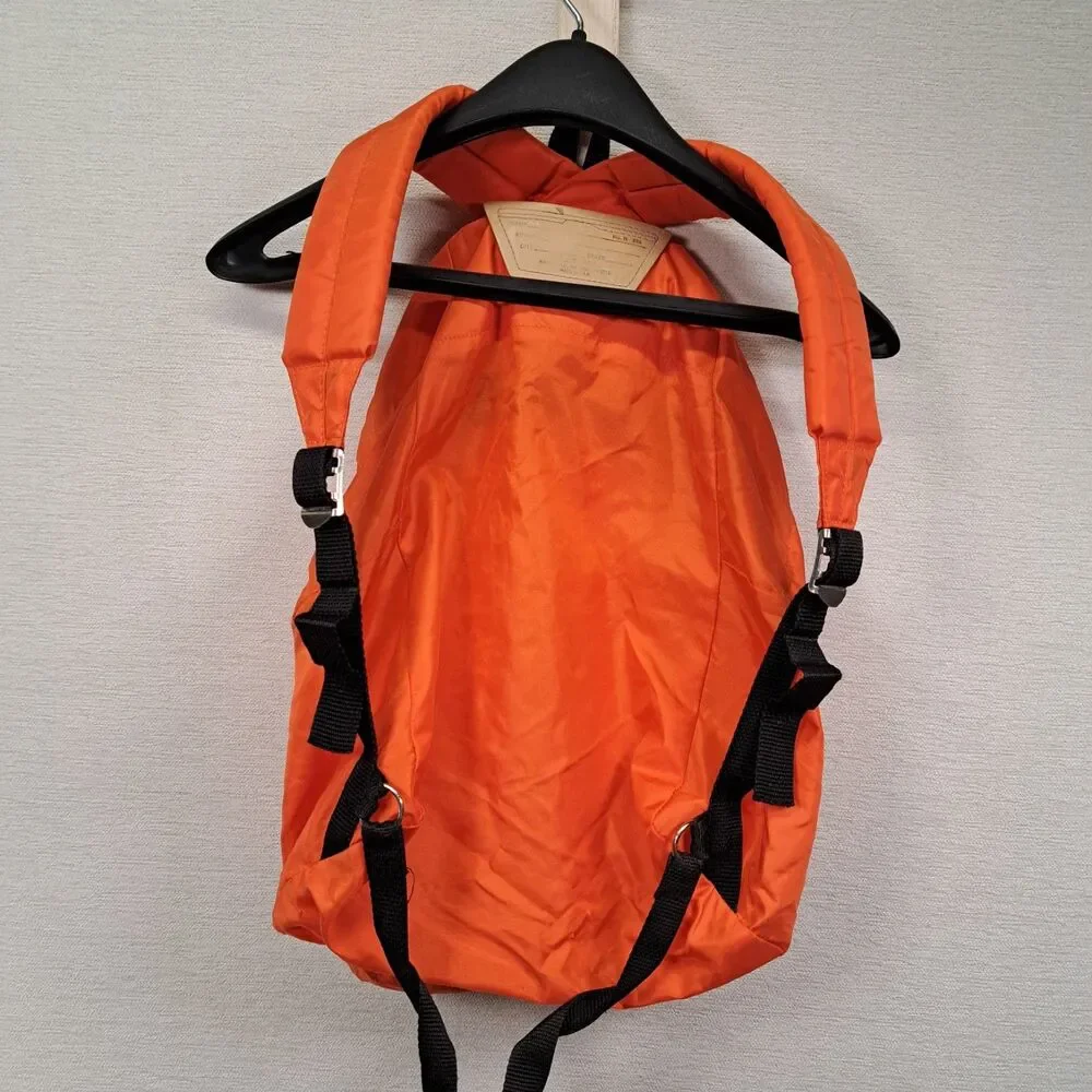 Vintage Eastpak Backpack Orange Nylon Made In USA Daypack Bookbag Neon Bright